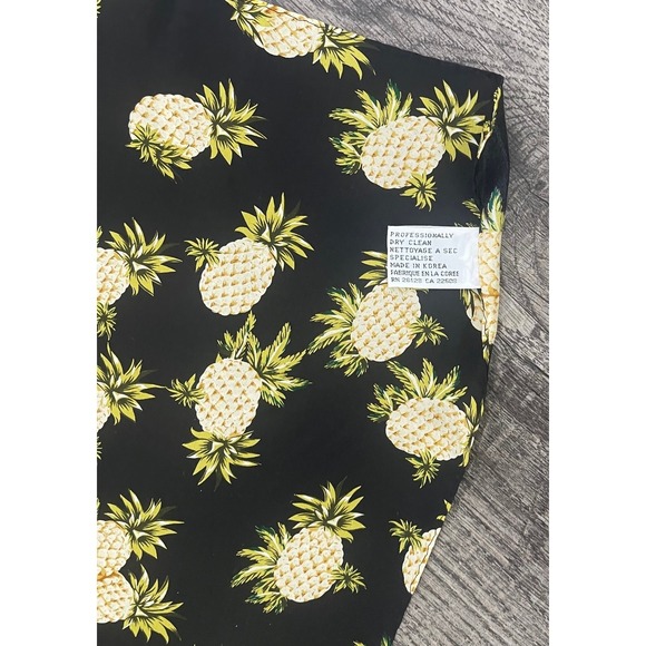 ECHO 100% Silk Pineapple Black Yellow Tropical Print Scarf Chic Vintage Inspired - Picture 5 of 6